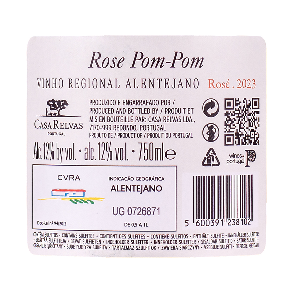 Casa Relvas Pom-Pom Rosé Back Label
