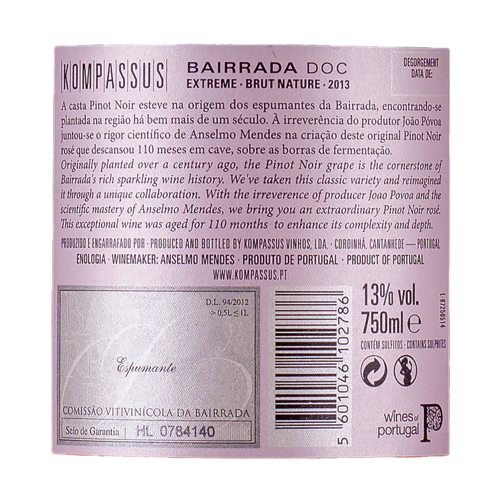 Kompassus Extreme Pinot Noir Rosé Back Label