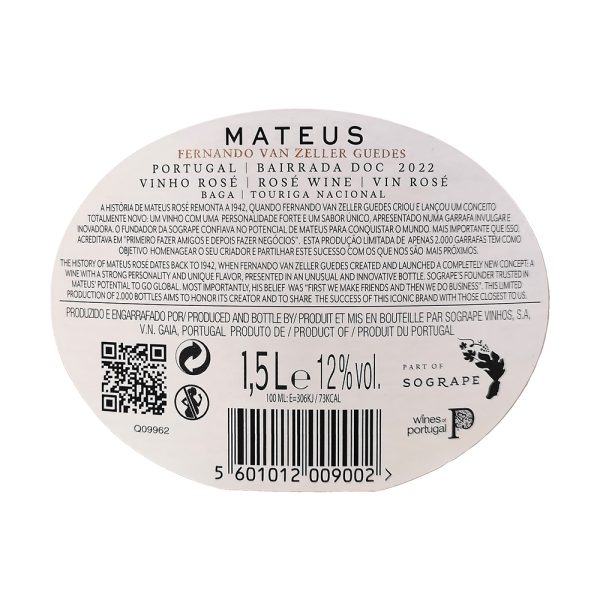 Mateus Family Edition Rosé Magnum Back Label