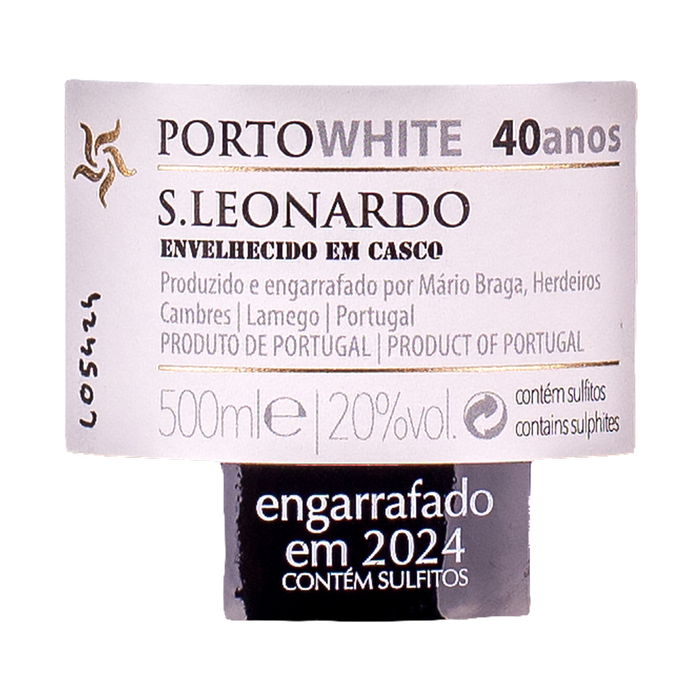 S. Leonardo 40 Year Old White Back Label